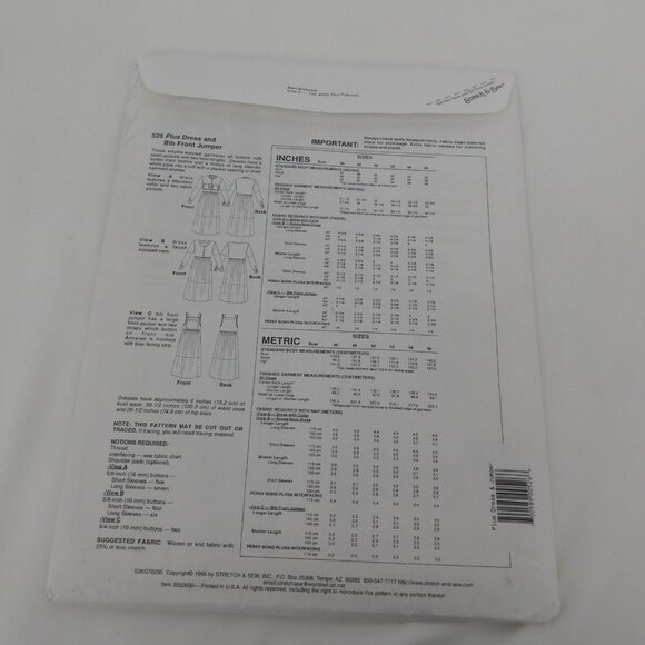 Stretch & Sew 526 Sewing Pattern Women Plus Bust Sizes 46-56 Dress Jumper Person - Picture 2 of 3